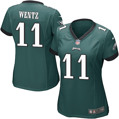 Women's Game Carson Wentz Nike Jersey Midnight Green Home - #11 NFL Philadelphia Eagles